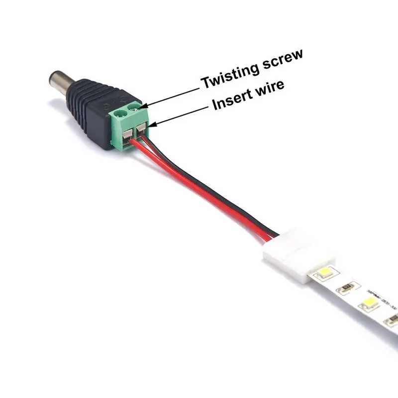 

500pcs 5.5mm x 2.1mm DC Power Connector Male Jack Plug Terminals Wire Connectors For CCTV Camera 5050 LED Strip Light