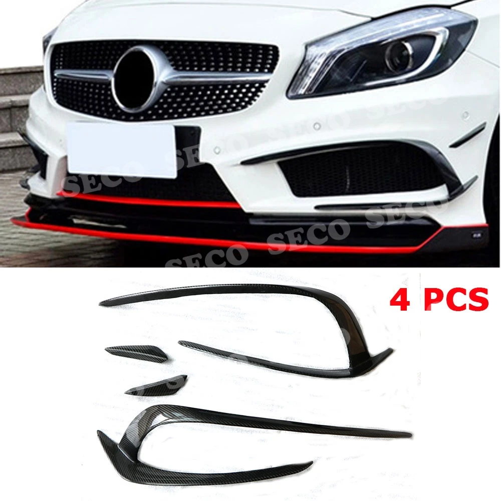 Для Benz A Class W176 A180 A200 A260 A45 Sport 2013- передние плавники на бампер Акула Canards из углеродного волокна Foglamp накладка