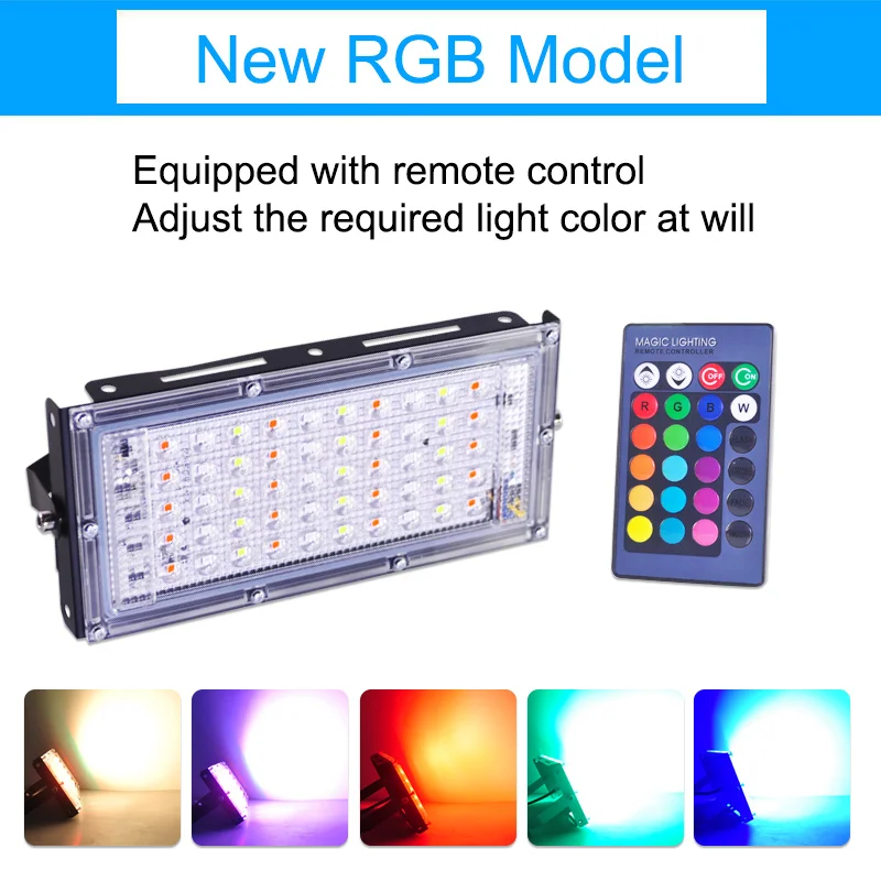 Светодиодный светильник 50 Вт 100 150 RGB светодиодный переменного тока 220 в 240 В