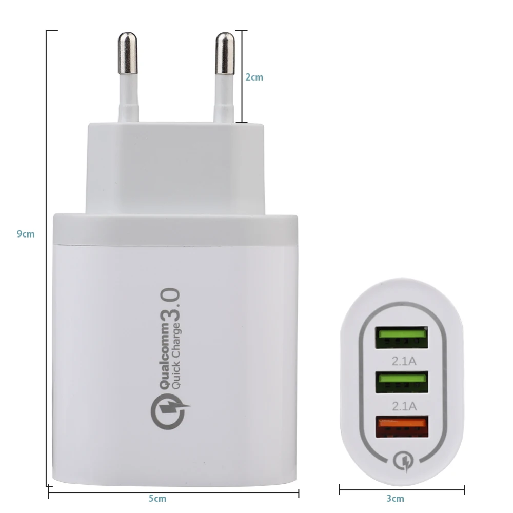 3 USB зарядное устройство QC3.0 быстрое зарядное устройство для iPhone X 8 7 Xiaomi Mi 8 Быстрый Настенный адаптер зарядное устройство для мобильного телефона s EU штекер