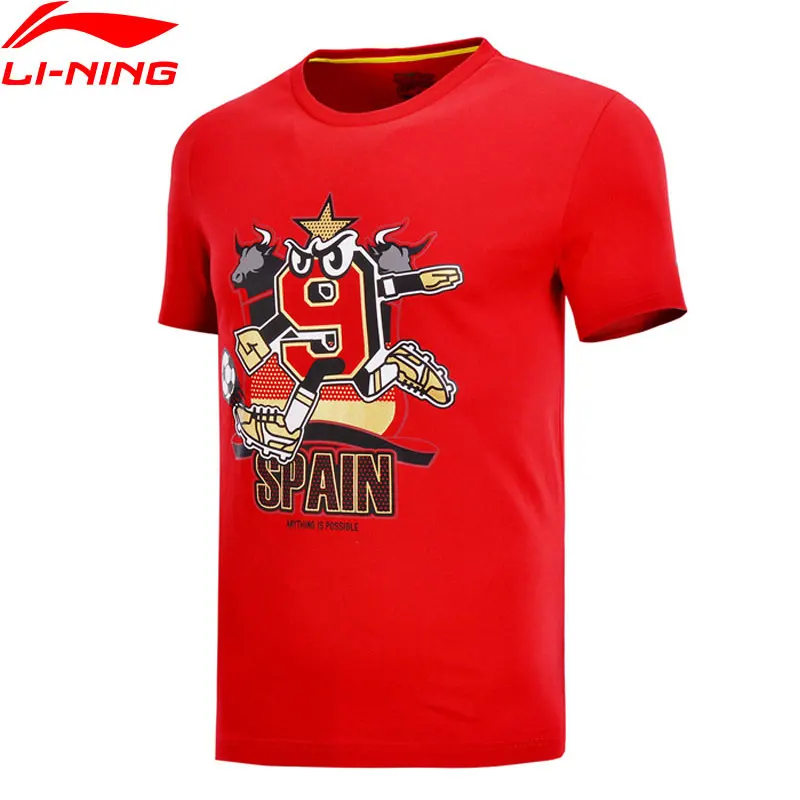 Li-Ning Мужская трендовая футболка из хлопка, Повседневная дышащая удобная спортивная футболка с подкладкой, топы AHSN183 MTS2774