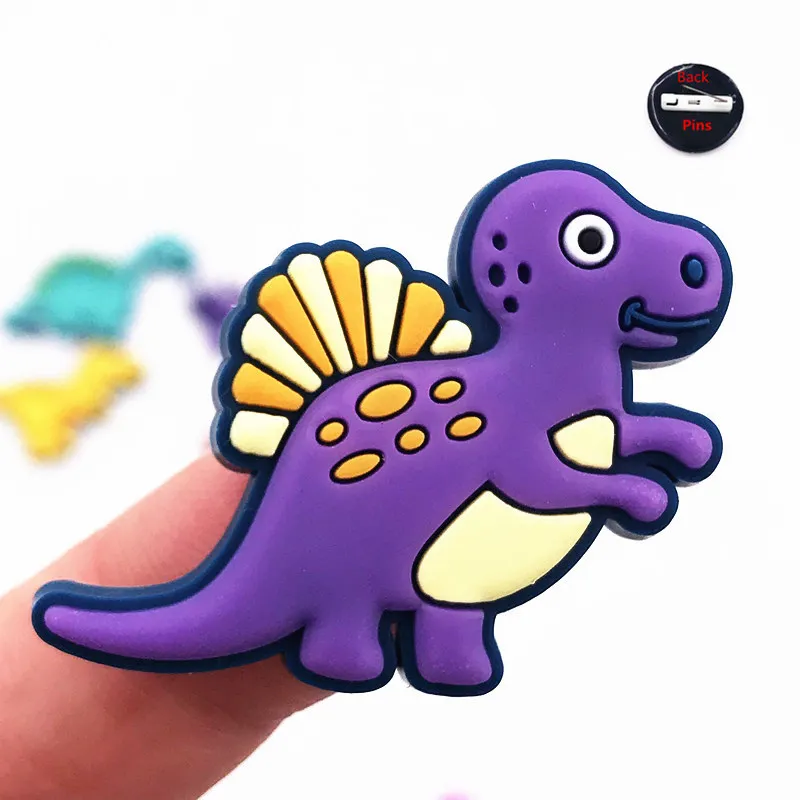 Cartoon Dinosaur Animal Icon Colorful Cute Badges Pin Brooch On Jackets Scarf Coat For Backpack DIY Accessories PVC Trinket Kids | Украшения