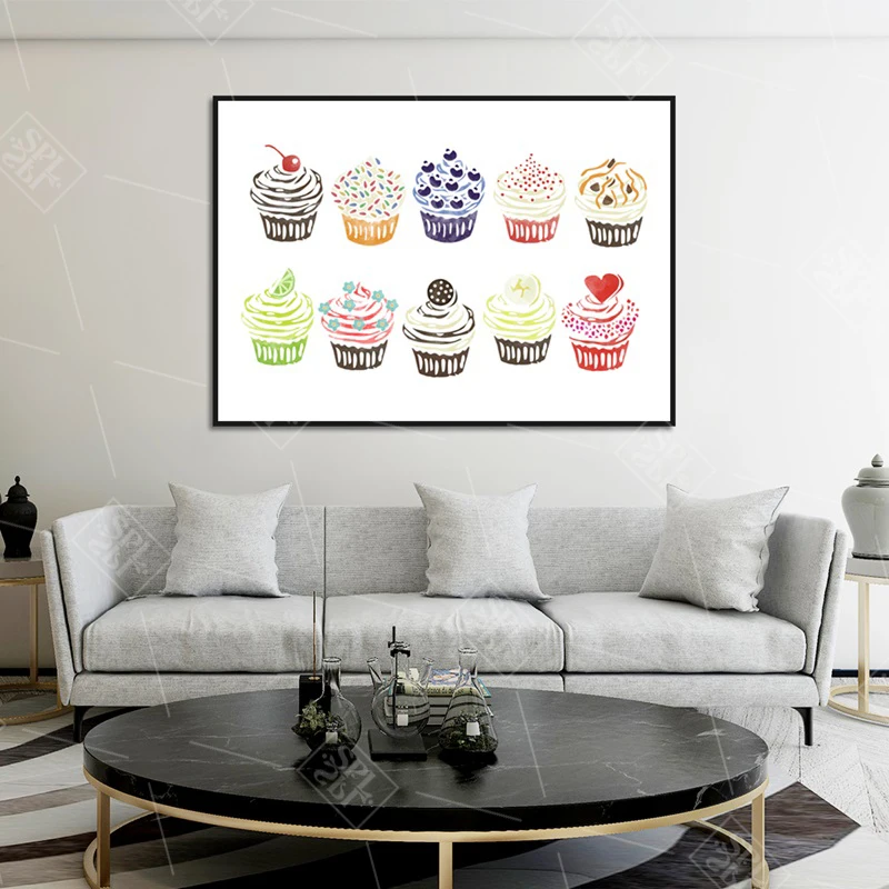 Картина на холсте абстрактные акварельные плакаты и принты торт с мороженым