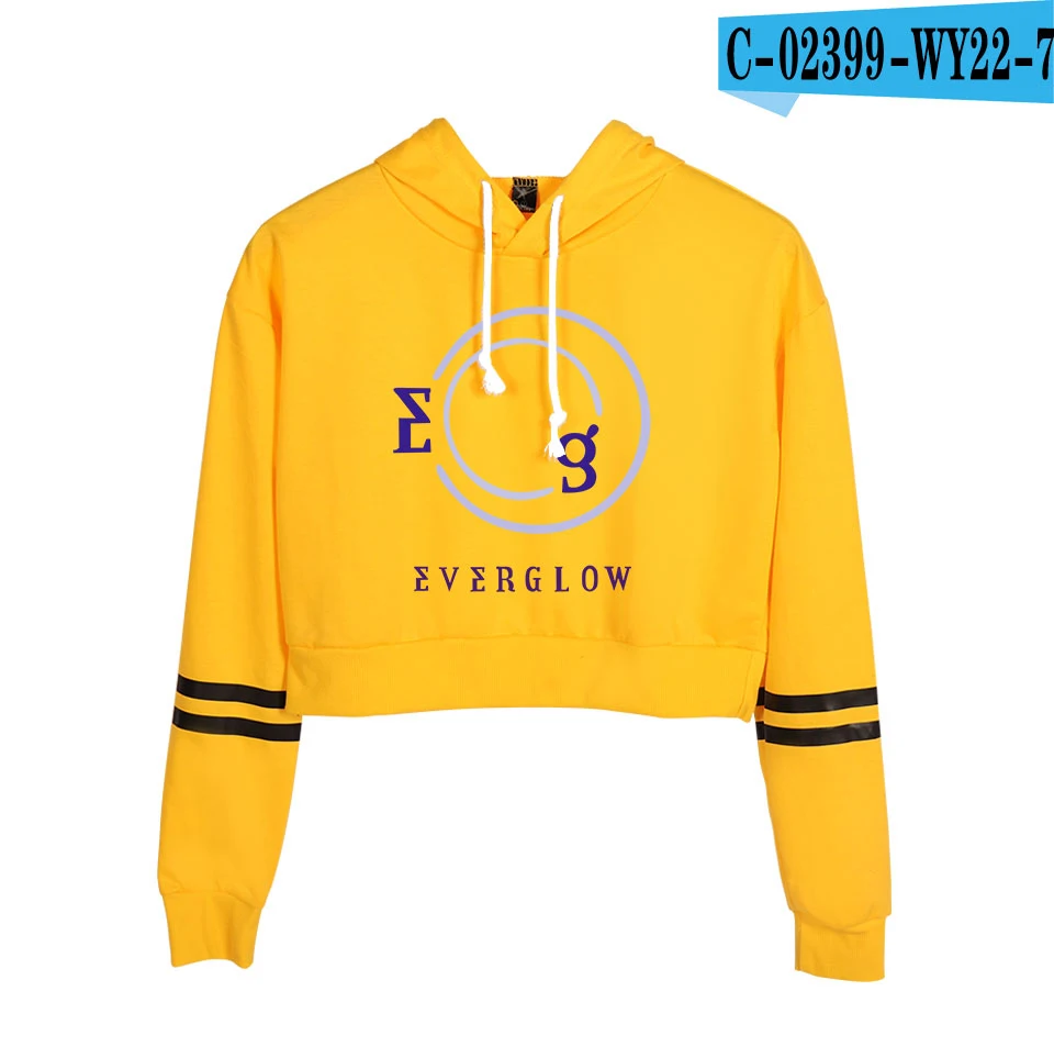 Everglow Kpop Корейская новая команда для девочек уличная Женская пуловер пупка толстовки Толстовка крутая поясничная популярная новинка года толстовки - Цвет: WY22