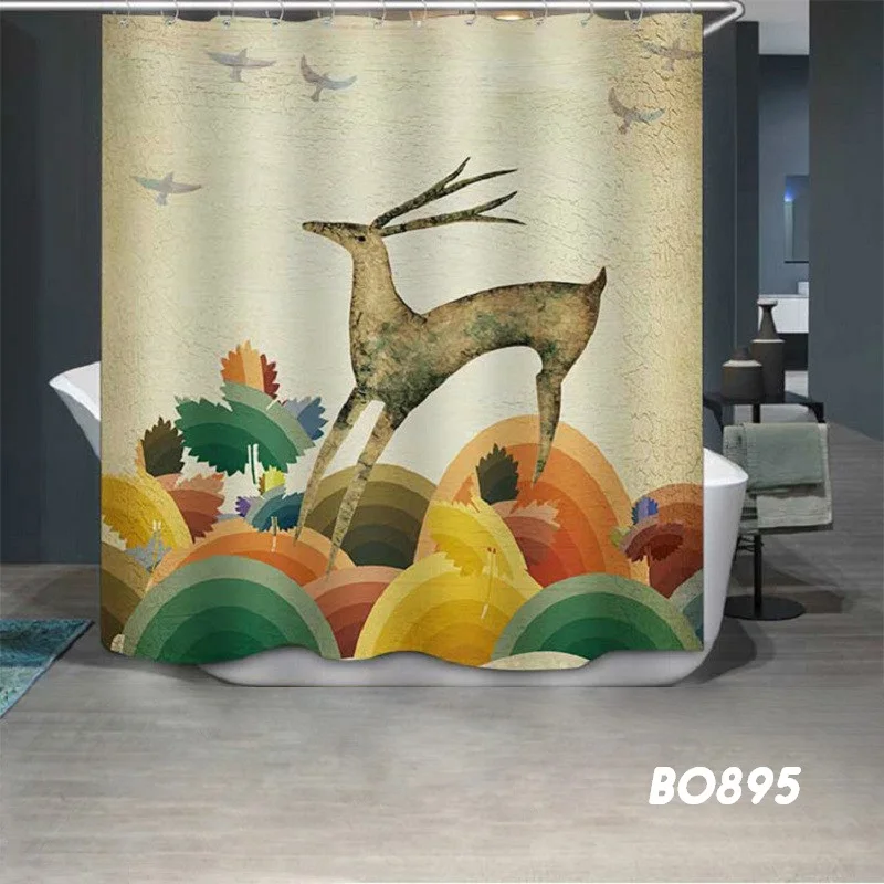 3D принтом и аппликацией в виде дерева полиэфирная Штора для ванны Водонепроницаемый индивидуальность Ванная комната перегородка шторка для душевой, ванной Шторы - Цвет: BO895