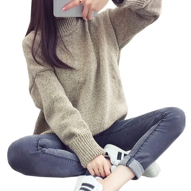 Зимняя одежда для девочек вязаный свитер пальто с длинным рукавом и круглым