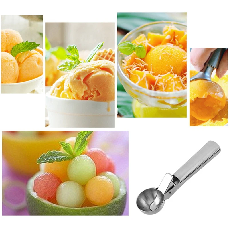 

Ice Cream Scoop Stainless Steel Ice Cream Spoon Watermelon Baller Scoop Fruit Dessert Spoon Ice Cream Ball Maker Kitchen Tools