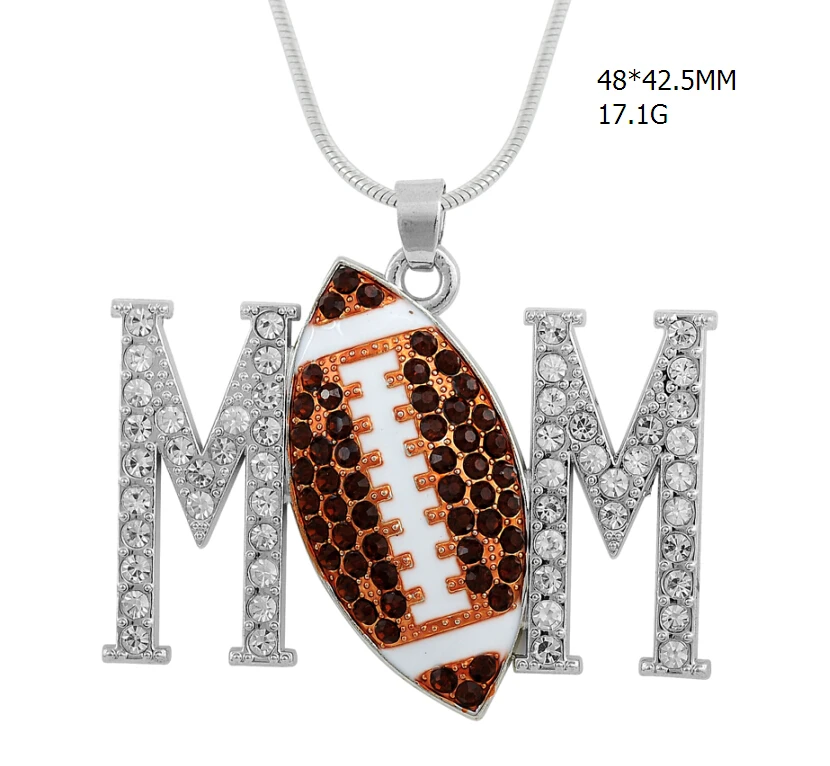 Fishhook Hyperbole Стразы Американский футбол ожерелье с подвеской мама для женщин и