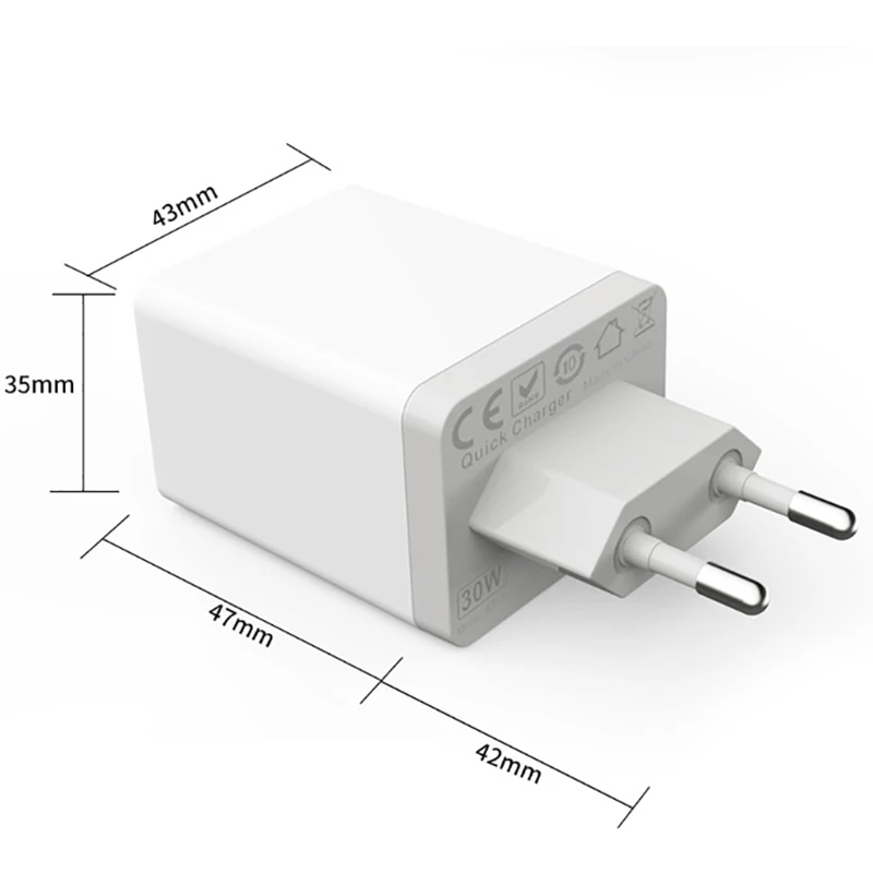 Быстрое зарядное устройство USB Type C PD + QC3.0 QC4.0 30 Вт ЕС/США быстрая зарядка для