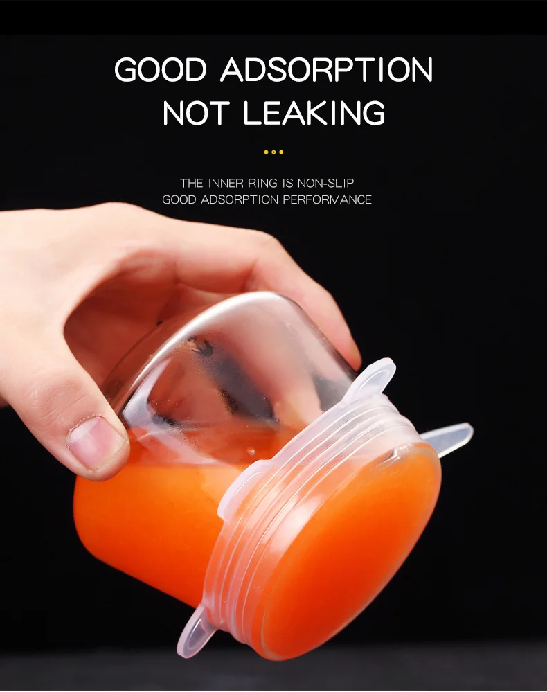 

6 Pcs/Set Food Silicone Cover Cap Universal Silicone Lids For Cookware Bowl Reusable Stretch Lids Kitchen Accessories