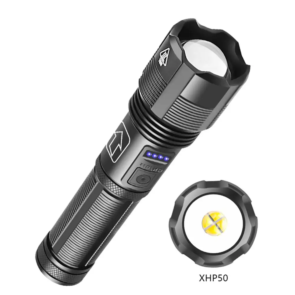 

Multifunctional Waterproof 1000LM 5 Modes Outdoor Hunting Camping XHP50 LED Flashlight Telescopic Zoomable Rechargeable Light