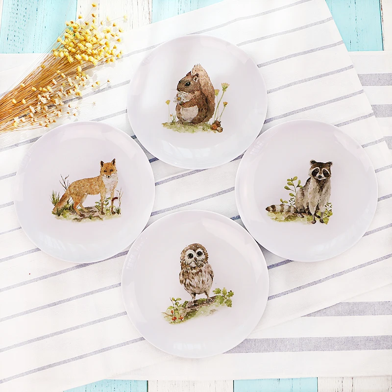 8 дюймов симпатичная тарелка набор посуды домашние плоские пластины меламиновая