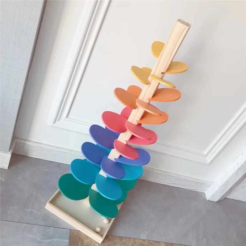 &Aacute;rbol con sonido de m&aacute;rmol de madera, juego de pelota interactivo, bloques de Jenga, juguetes educativos para ni&ntilde;os, &aacute;rbol con sonido de madera-3