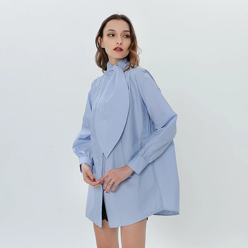 TWOTWINSTYLE водолазка с бантом женская рубашка Блузки с длинным рукавом Повседневный Топ женские белые рубашки больших размеров повседневная одежда в Корейском стиле