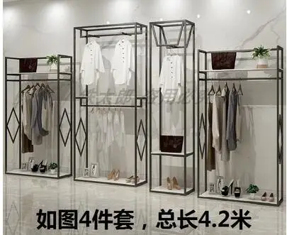 Clothes rack men and women store double floor display high ark side clothes hangers combination | Дом и сад