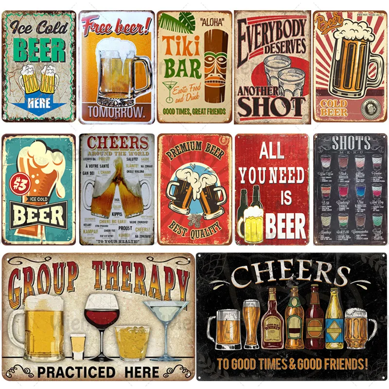 

Metal Painting Vintage Metal Poster Beer Tin Signs for Home Bar Club Pub House Decorative Metal Plate Wall Stickers Poster Decor