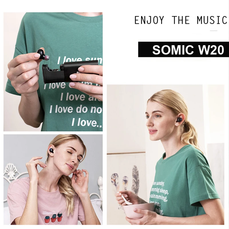 TWS наушники SOMiC W20 с поддержкой Bluetooth 5 0 и функцией шумоподавления 450 мА ч|Наушники