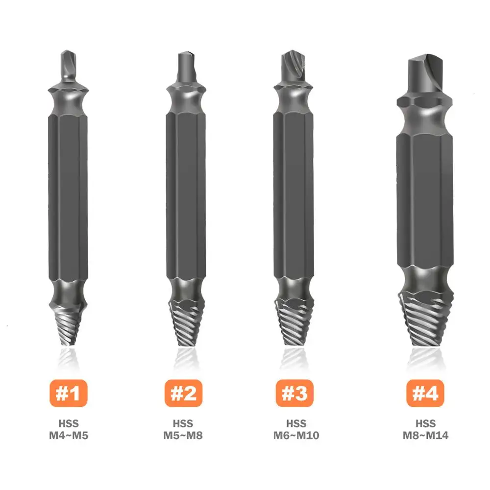 4pcs/set Material Damaged Screw Extractor Drill Bits Guide Set Broken Speed Out Easy out Bolt Stud Stripped Remover Tool | Инструменты