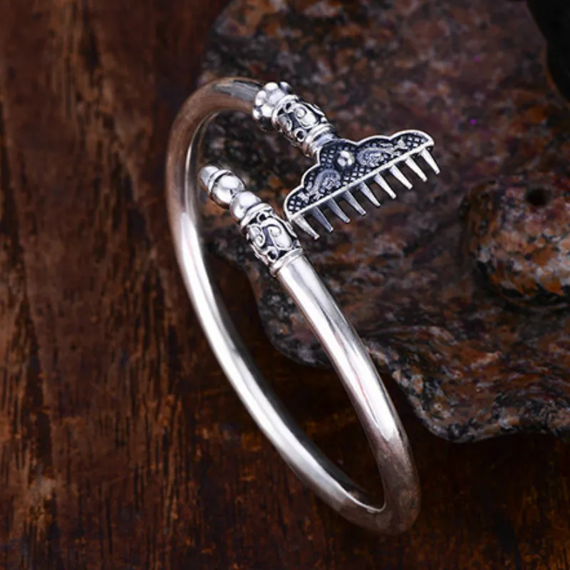

Love Bracelet Journey To The West Weapons Nine Tooth Nail Rake Bracelet Men's Retro Personality Opening Silver Bracelet