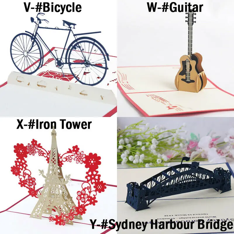 3D всплывающие карты валентинка влюбленный с днем рождения рождественские