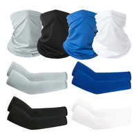 outdoor cycling face mask and arm sun protection sports neck riding hiking sunscreen headband bandana uv protection sleeves set