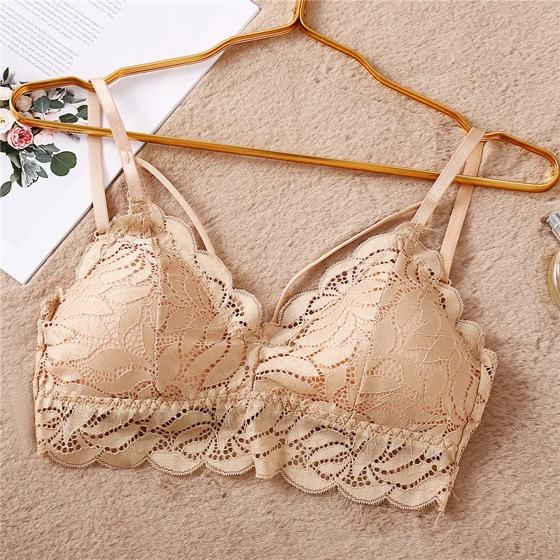 Style 2 Beige Сексуальный кружевной бюстгальтер без косточек с цветочным принтом, женский бюстгальтер без косточек, модный кружевной бюстгальтер, 6 цветов, комфортное нижнее белье, интимное нижнее белье, Новинка - Цвет: Style 2 Beige