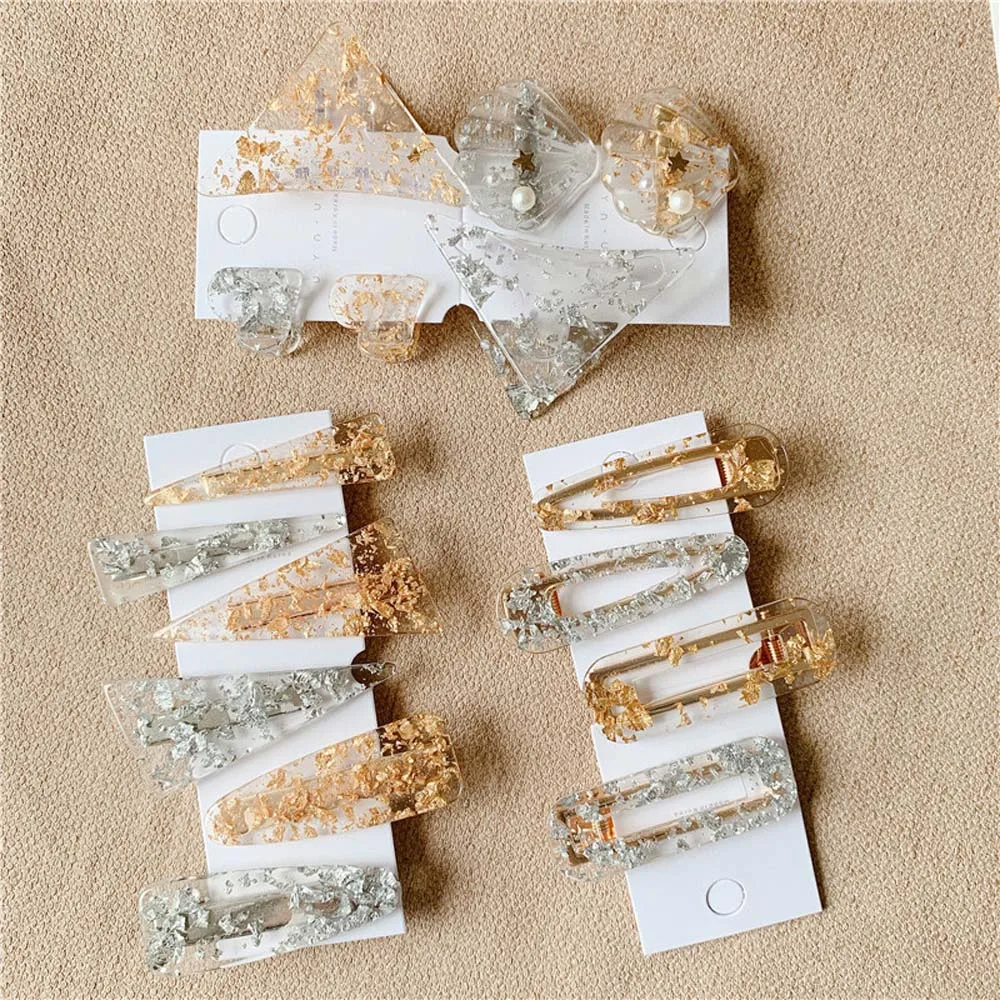 Фэнтези ацетат Геометрическая фольга заколки для волос женские Девушки Милые