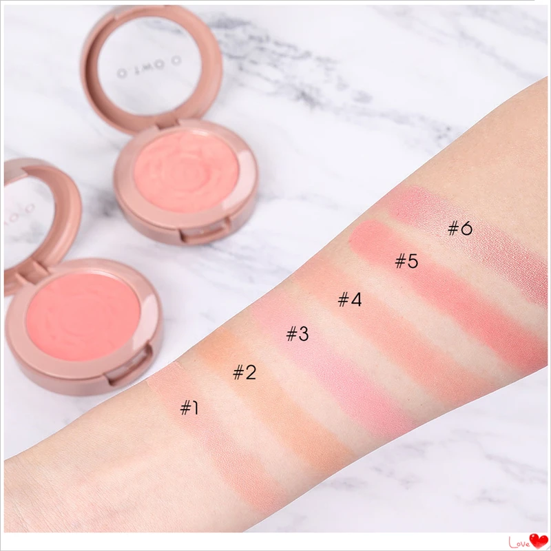 

Shimmer Blush Powder Palette With Brush Red Peach Color Mineral Blusher Makeup Set 6-Pcs