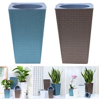 brick pattern flowerpot imitation metal plastic flower pot square and tall type for gardening potted plants
