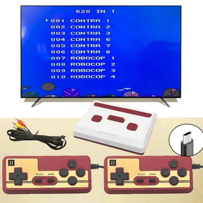 

8 Bit TV Game Player Classic Red White Video Game Consoles AV Output Retro Game Console For FC Games 620 kinds of game built-in