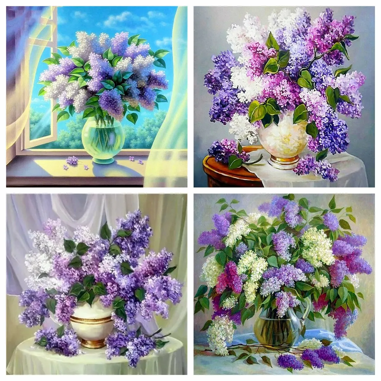 5d алмазная живопись камни в форме ромба сиреневый Ваза Набор для полная Алмазная