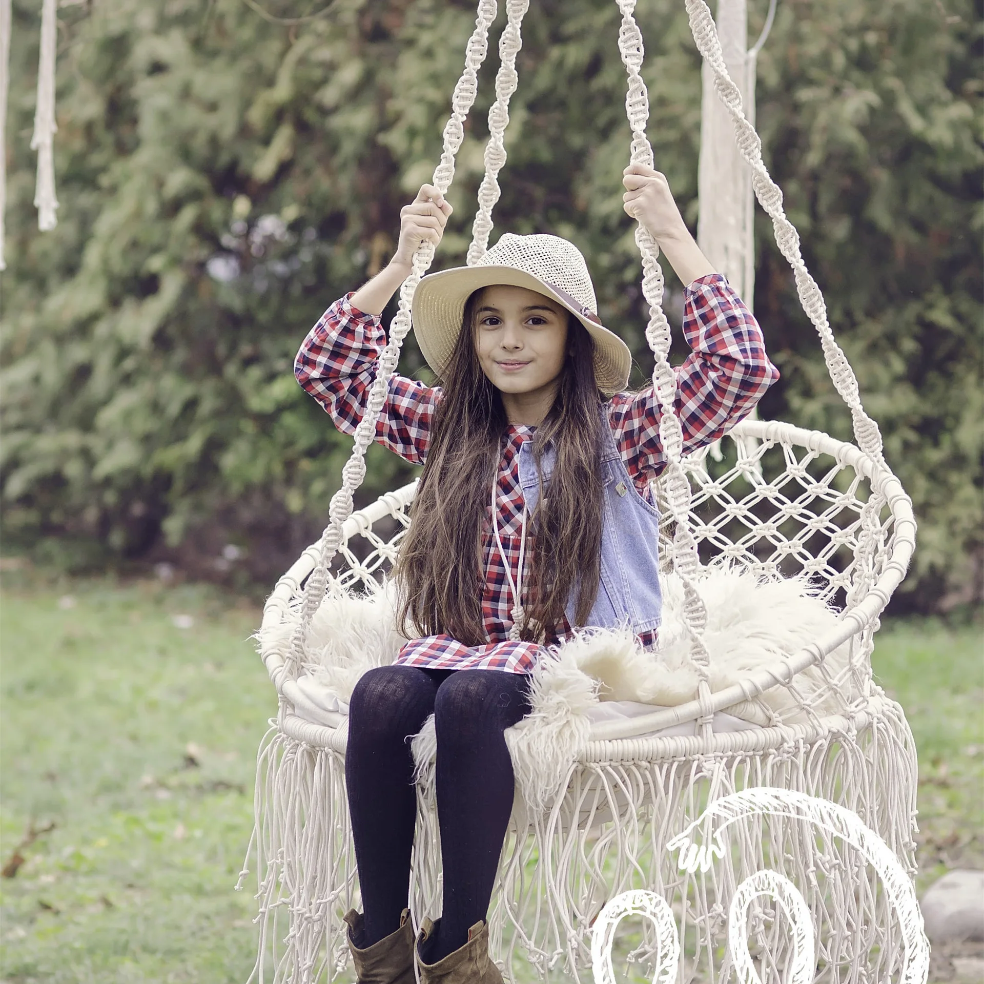 Подвесное кресло-качели для улицы балкона общежития гамак плетеная детская