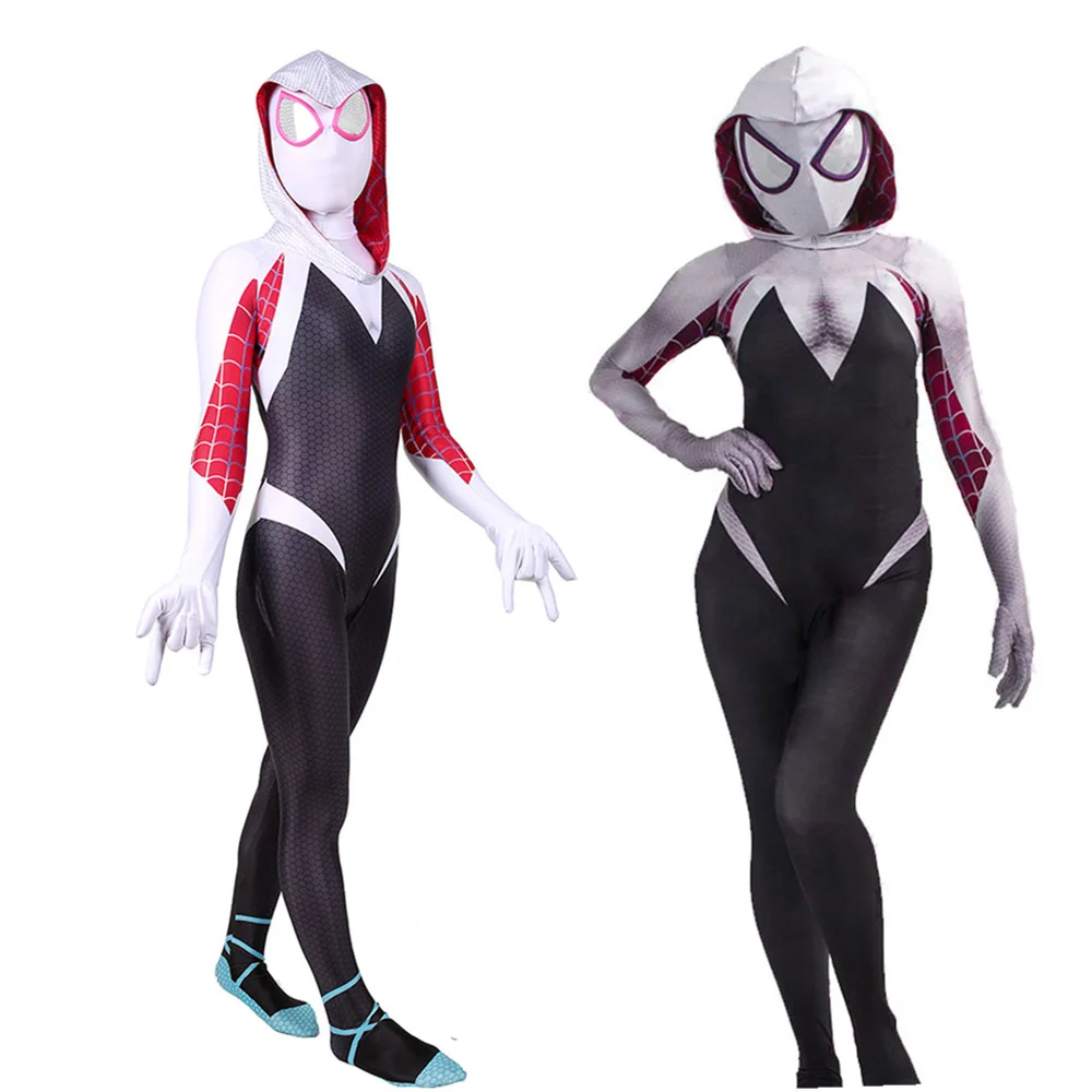 Костюм для косплея из лайкры с героями аниме Gwen Stacy костюмы на Хэллоуин боди