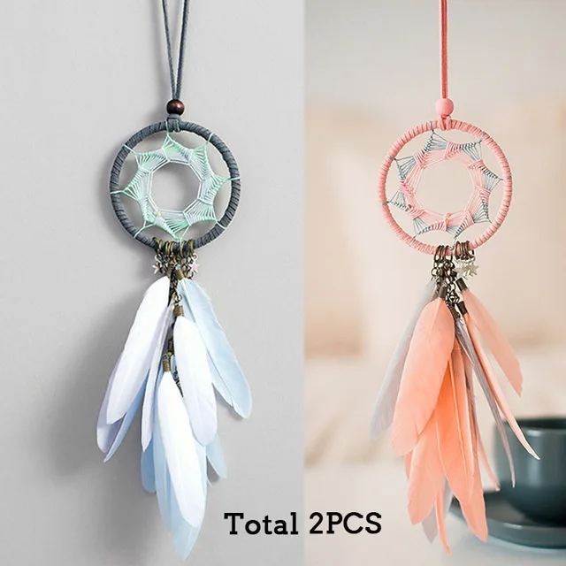 03 2Pcs Семиконечная звезда, Ловец снов, Автомобильная подвеска, креативные белые облака, Ловец снов, перо, подвеска, украшение для дома, подвесное украшение - Цвет: 03 2Pcs