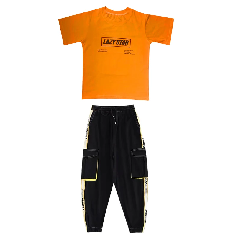 

Street Dance Suit Boys Children Modern Jazz Dance Performance Costume Girl Short-Sleeve Korean School Students Sportswear DL6466