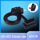 Автомобильный кабель-удлинитель OBD line OBD2, плоский кабель с одной точкой и двумя лаптями, один перетаскиватель, два полноъядерных процессора питания, 0,6 м, 16-контактный адаптер подключения