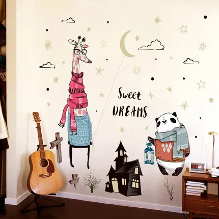 

Cartoon Animal Wall Stickers School Dormitory Layout Mural Kids Room Wallpaper Home Decoration Accessories Wall Decals Posters