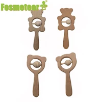 fosmeteor baby toys beech wood bear hand teething wooden ring baby rattles play gym baby products stroller toys educational toys