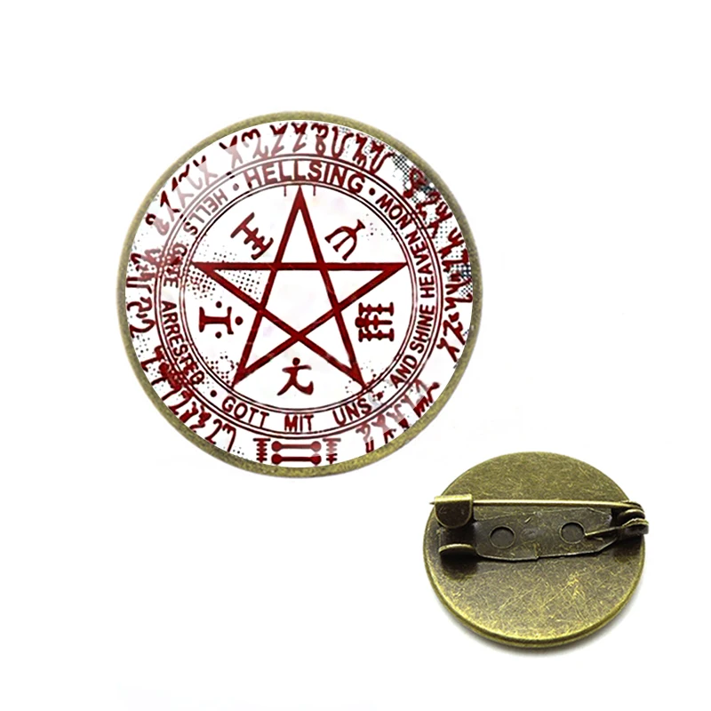 Хеллсинг Алукард Броши с пентаграммой стеклянный кабошон пентаграмма булавки