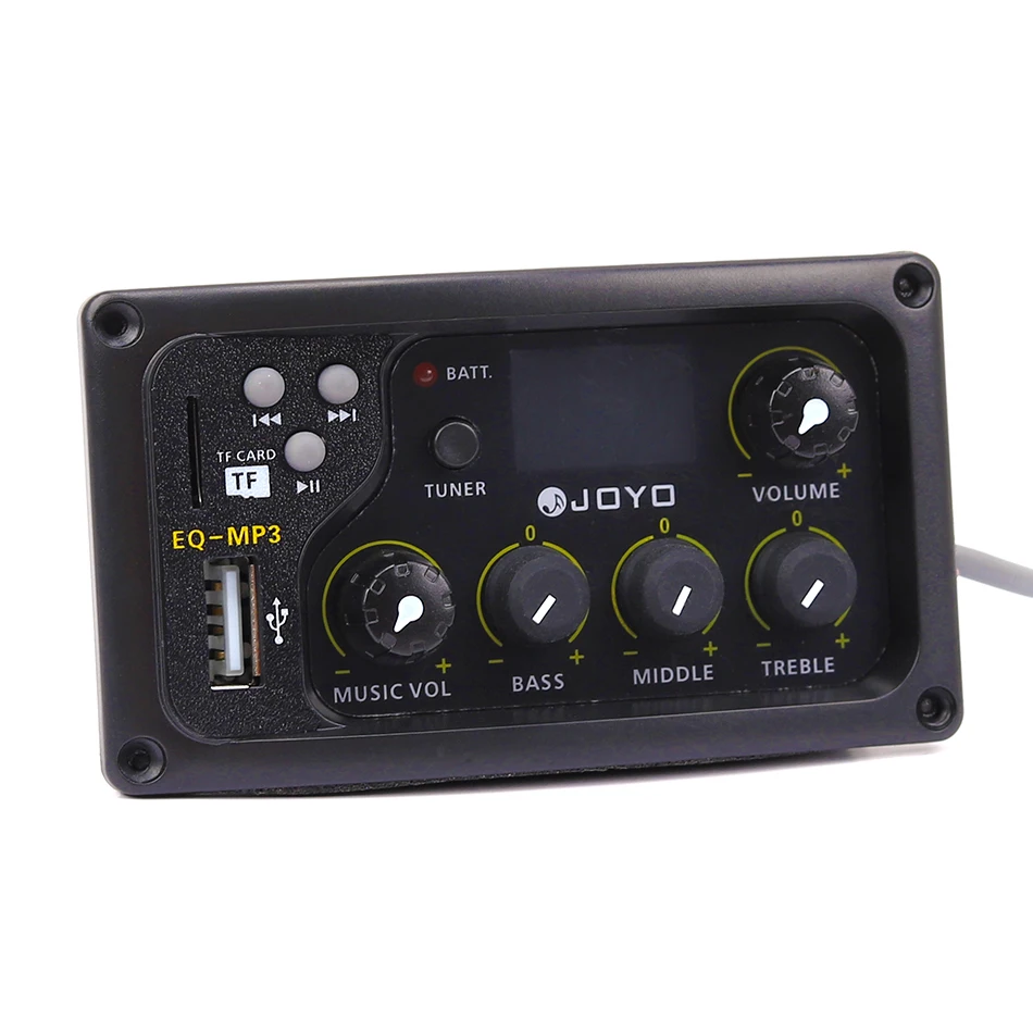 JOYO EQ-MP3 акустической гитары эквалайзер 3-полосный пикап с MP3 и тюнер Функция ЖК-дисплей Дисплей бас Ближний ВЧ Volune регулировки