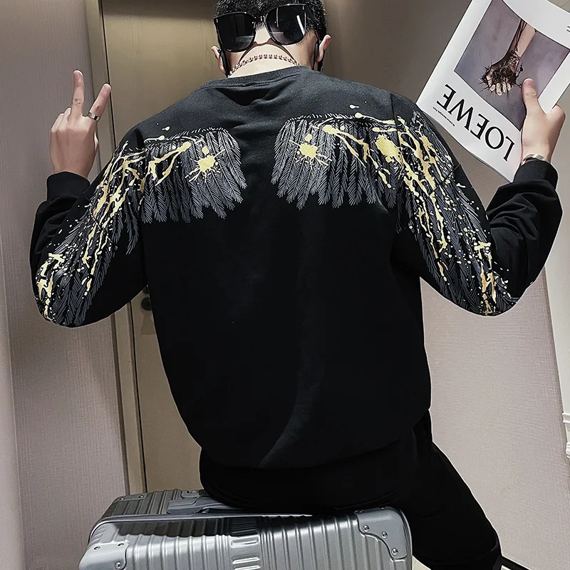 

Wings Print Wings Print for Men Autumn Long Sleeve Fashion Loose Sweatshirt Casual Tee Tops Harajuku Streetwear Sudadera Hombre