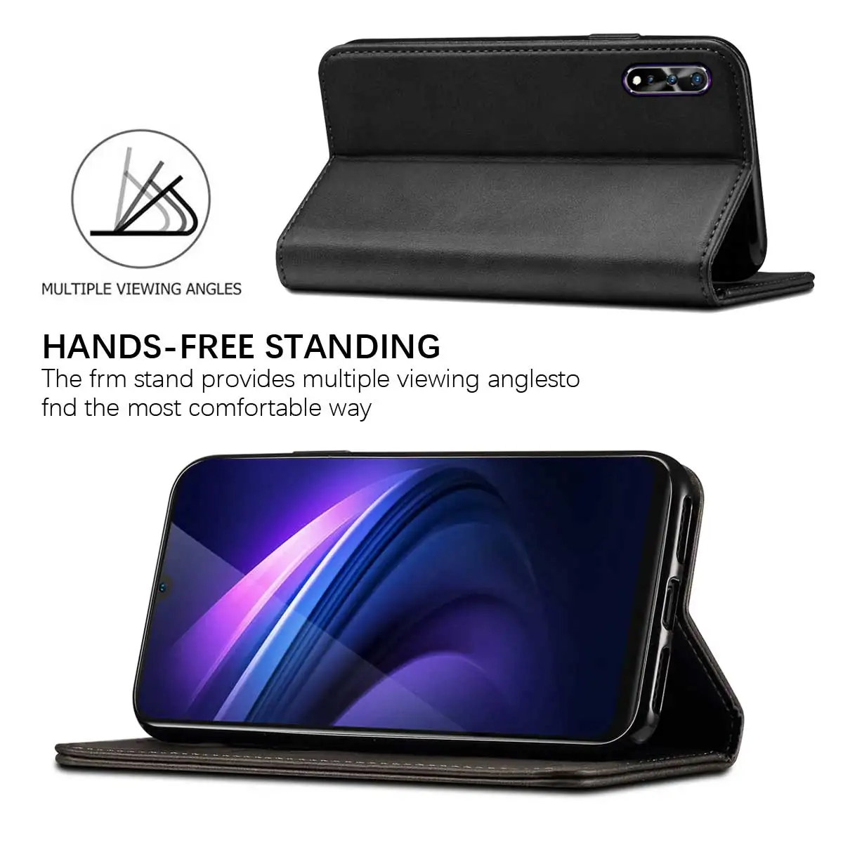 For Vivo IQOO NEO Calf Grain PU Leather Wallet Case Flip Stand Cover Protective Shell Anti-Scratch Shockproof with Card Holders | Мобильные