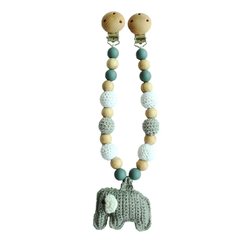 

Baby Teether Teething Pendant Pram Clip Hanging Toy Pacifier Chain Silicone Beads Stroller Rattle Wooden Nursing Molar