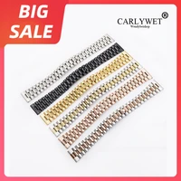 carlywet 20 22mm gold 316l steel solid straight end screw links replacement wrist watch band bracelet for rolex president seiko