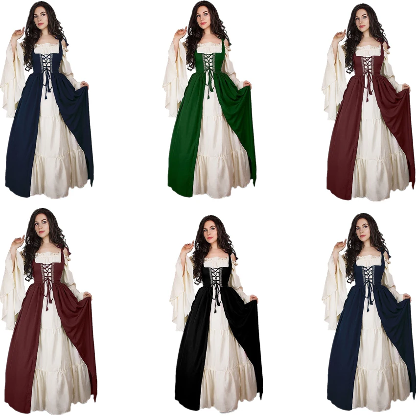 

Medieval Dress Cosplay Halloween Costumes for Women Palace Carnival Party Disguise Princess Female Vestido Robe Plus Size Noble