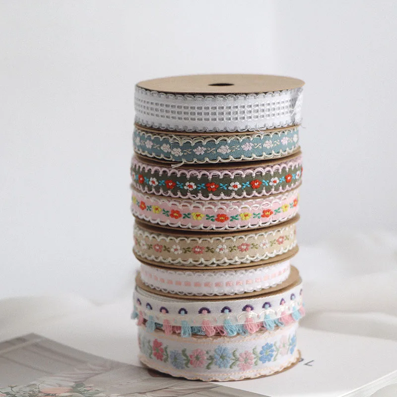 Милый цветок 4Mts отделка тесьмой из мешковины вышивка мультфильмов розовые банты