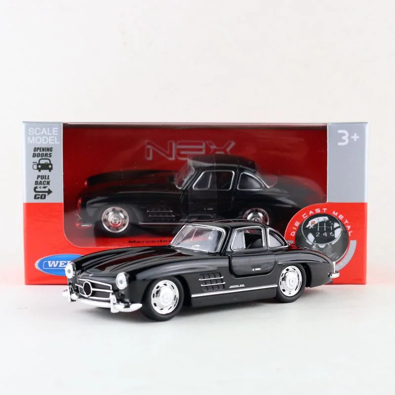 

1:36 Scale M-B 300 SL Classical Toy Car WELLY Diecast Vehicle Model Pull Back Doors Openable Educational Collection Gift For Kid