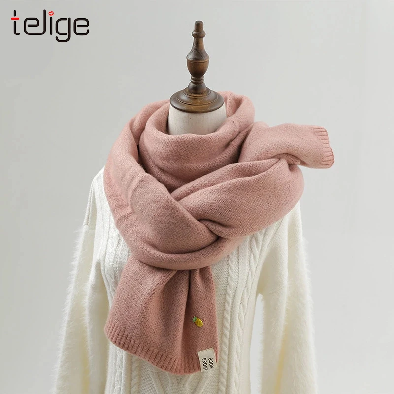 2019 Женские однотонные кашемировые шарфы женские зимние плотные теплые мягкие