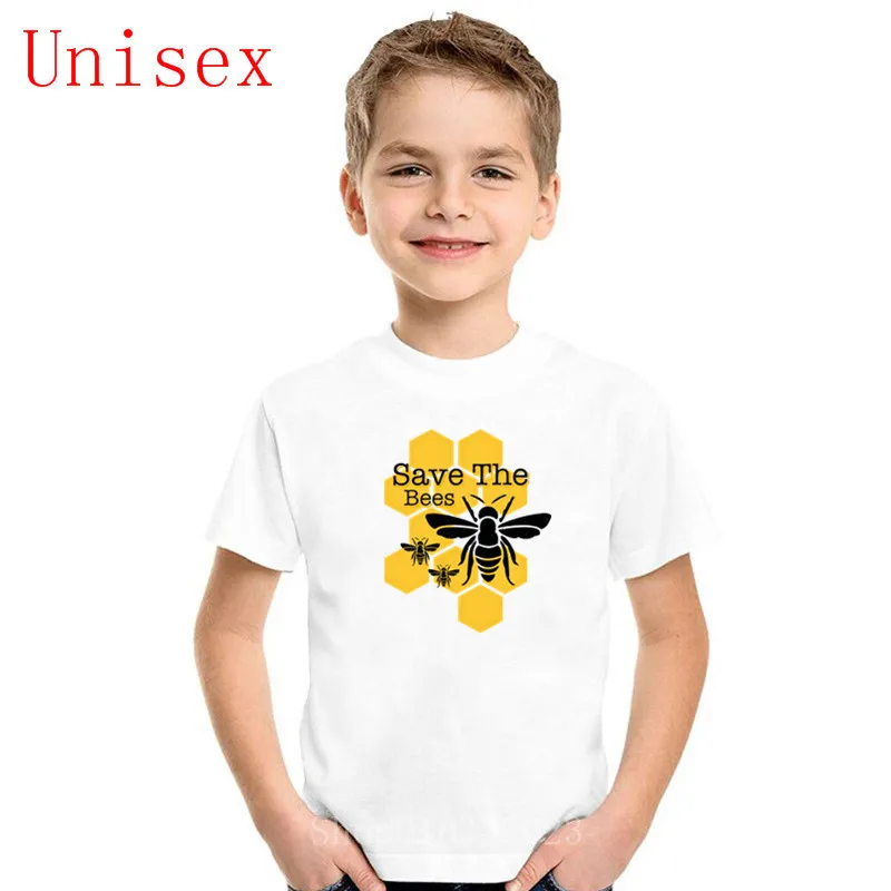 

Honeycomb Save The Bees T Shirt Children Tops Boys Clothes 100% cotton Summer kids Tshirt High Quality teen girls clothing