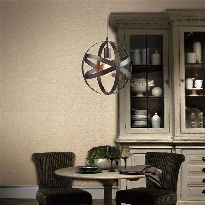 Iron Round Globe Hanging Lamp Retro Industrial Style Pendant Light For Bedroom Living Room Bar (20cm/30cm) | Лампы и освещение